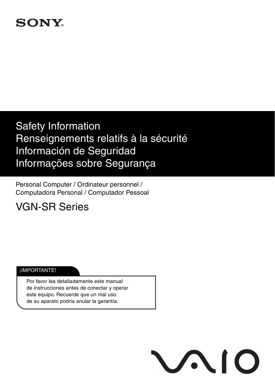 Sony VGN-SR490DDB User Manual | 24 pages