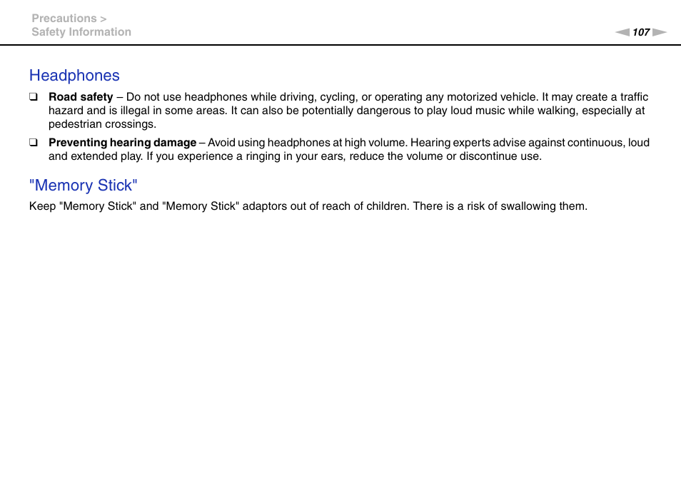 Headphones | Sony VPCE Series User Manual | Page 107 / 163