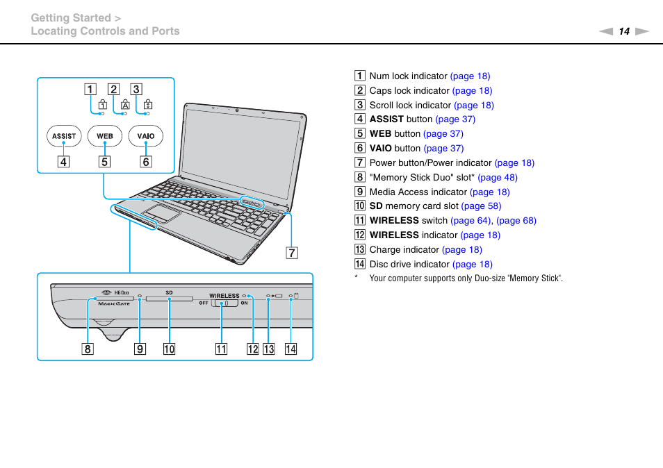 Sony VPCE Series User Manual | Page 14 / 163