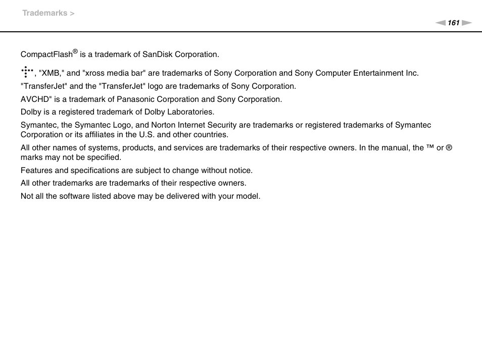 Sony VPCE Series User Manual | Page 161 / 163