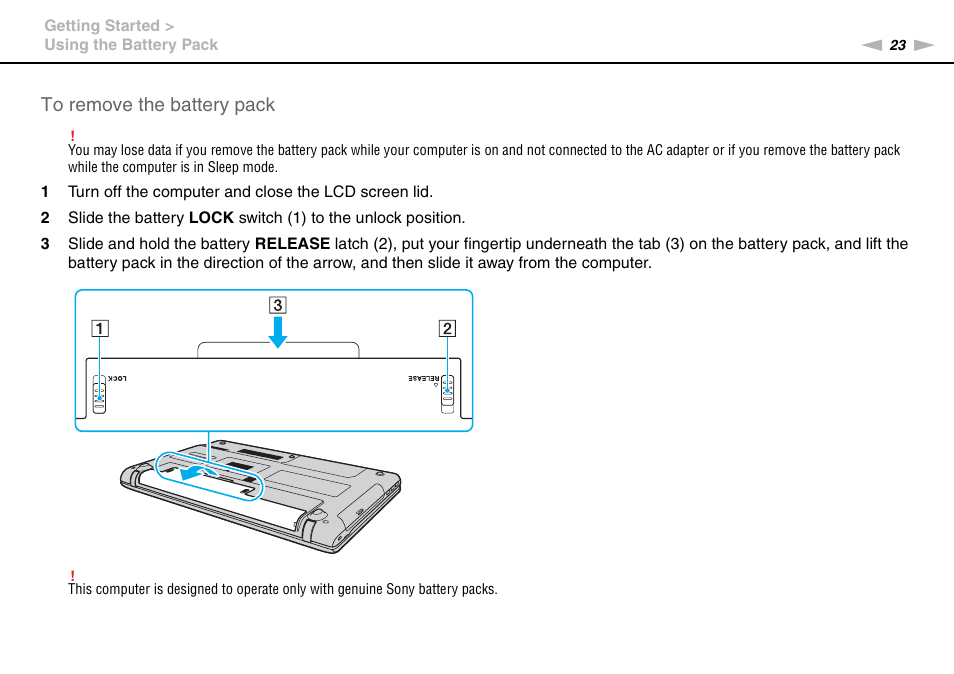 Sony VPCE Series User Manual | Page 23 / 163