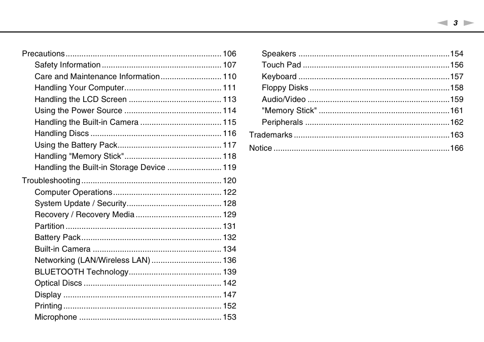 Sony VPCCA190X User Manual | Page 3 / 167