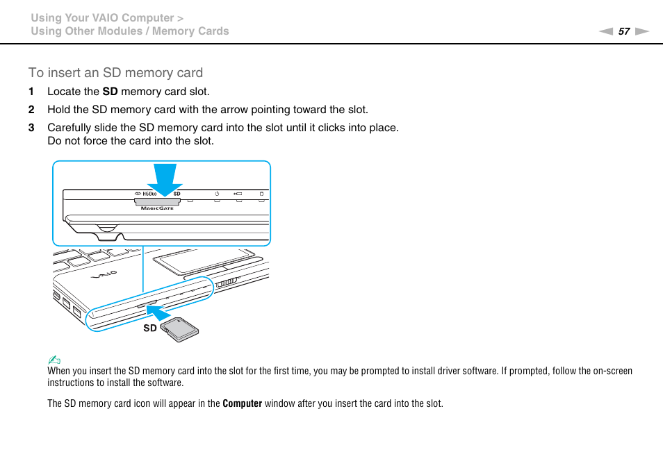 Sony VPCCA190X User Manual | Page 57 / 167