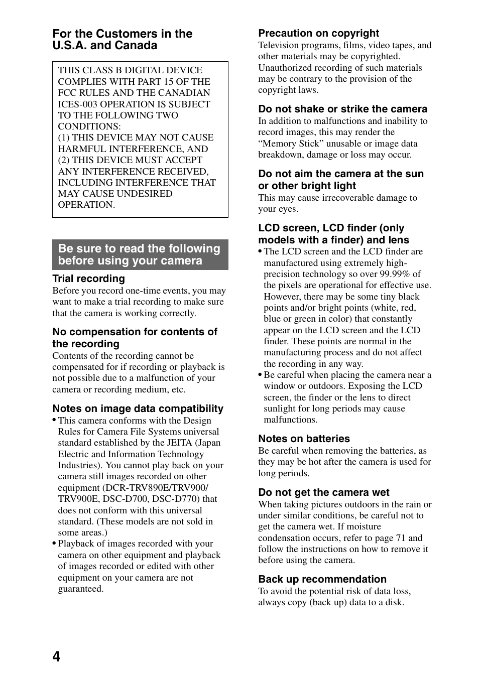Sony DSC-P30 User Manual | Page 4 / 92