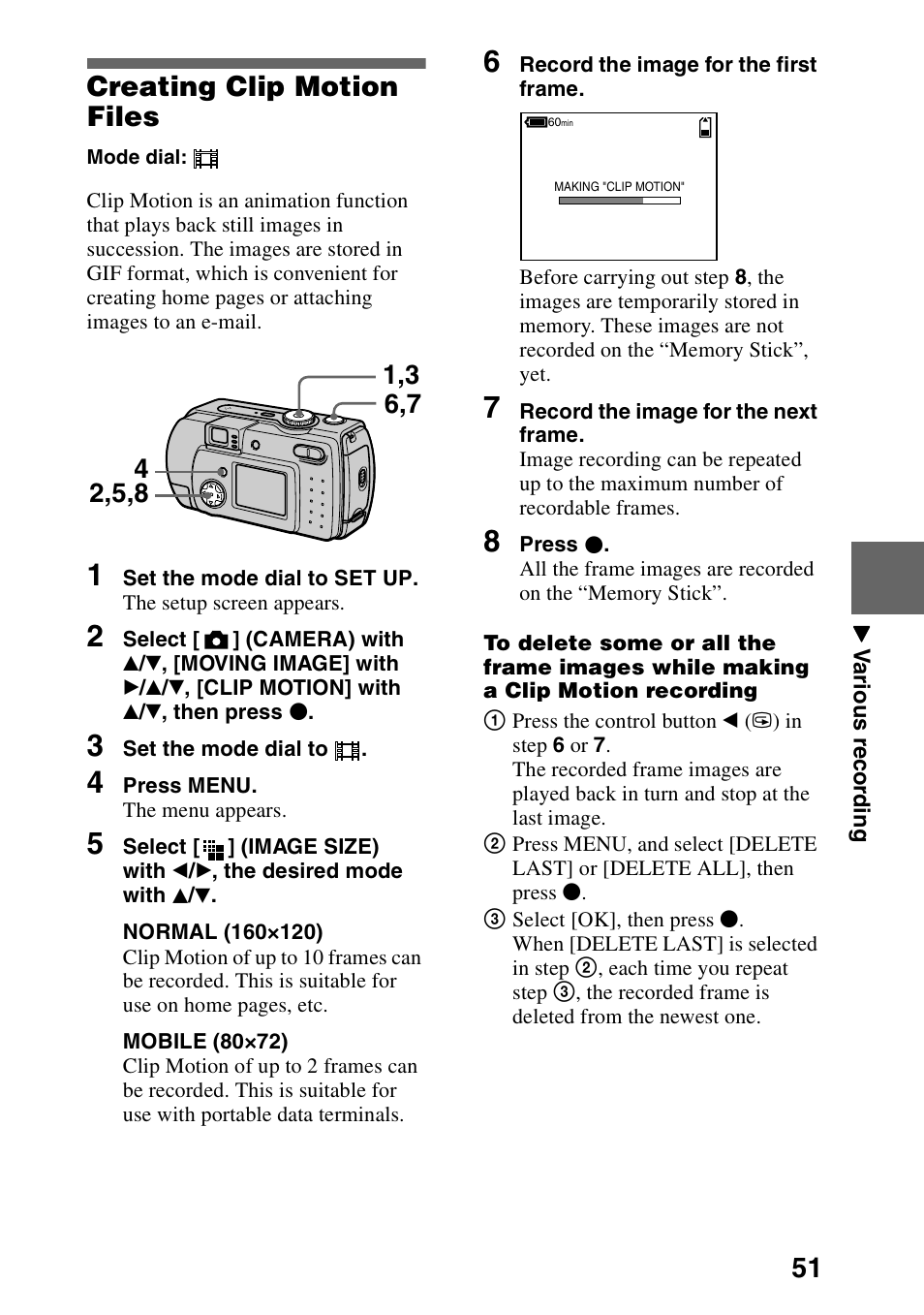 Creating clip motion files, 51 creating clip motion files | Sony DSC-P30 User Manual | Page 51 / 92