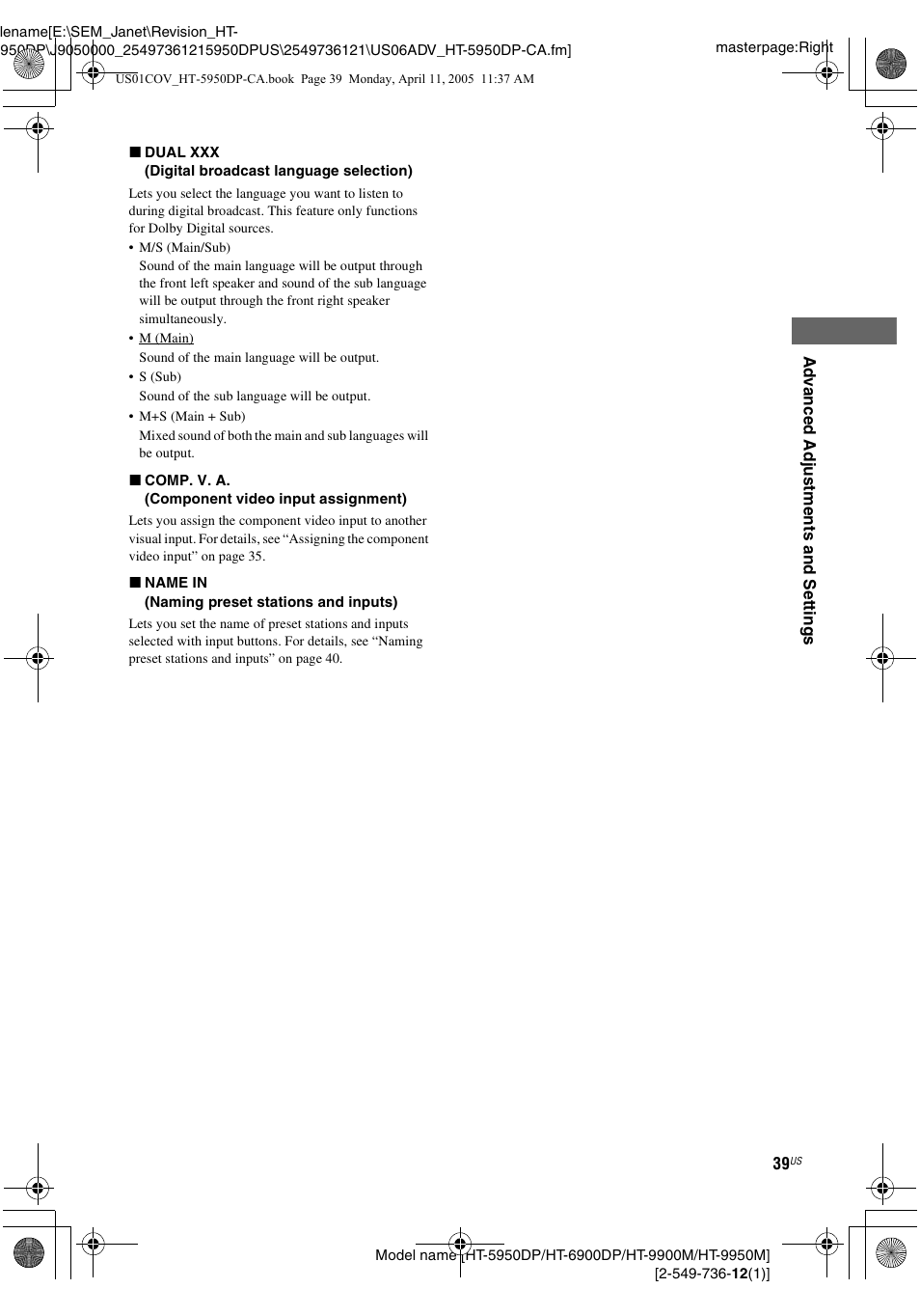 Sony HT-9900M User Manual | Page 39 / 60