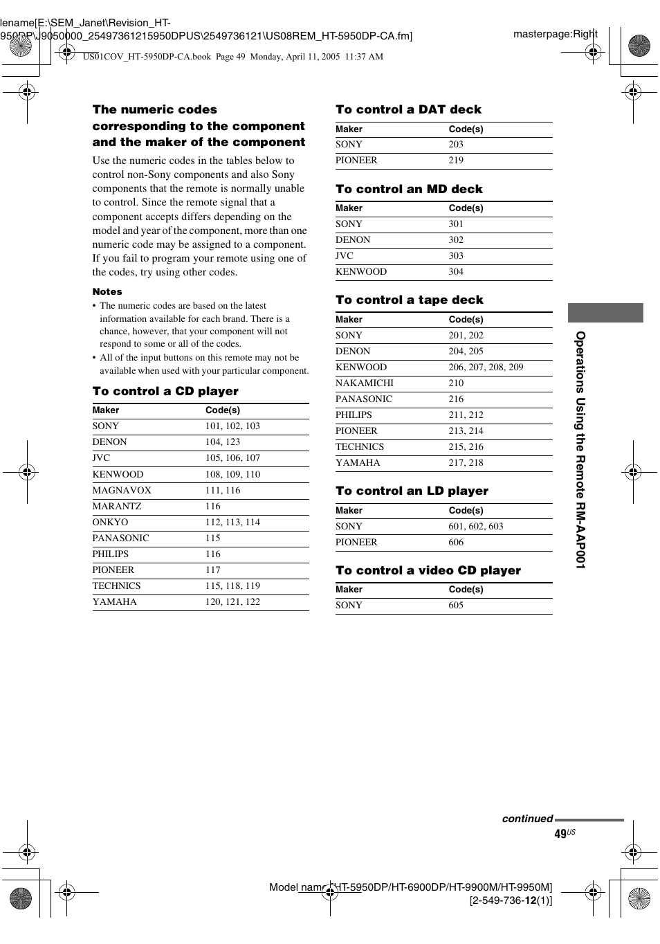 Sony HT-9900M User Manual | Page 49 / 60
