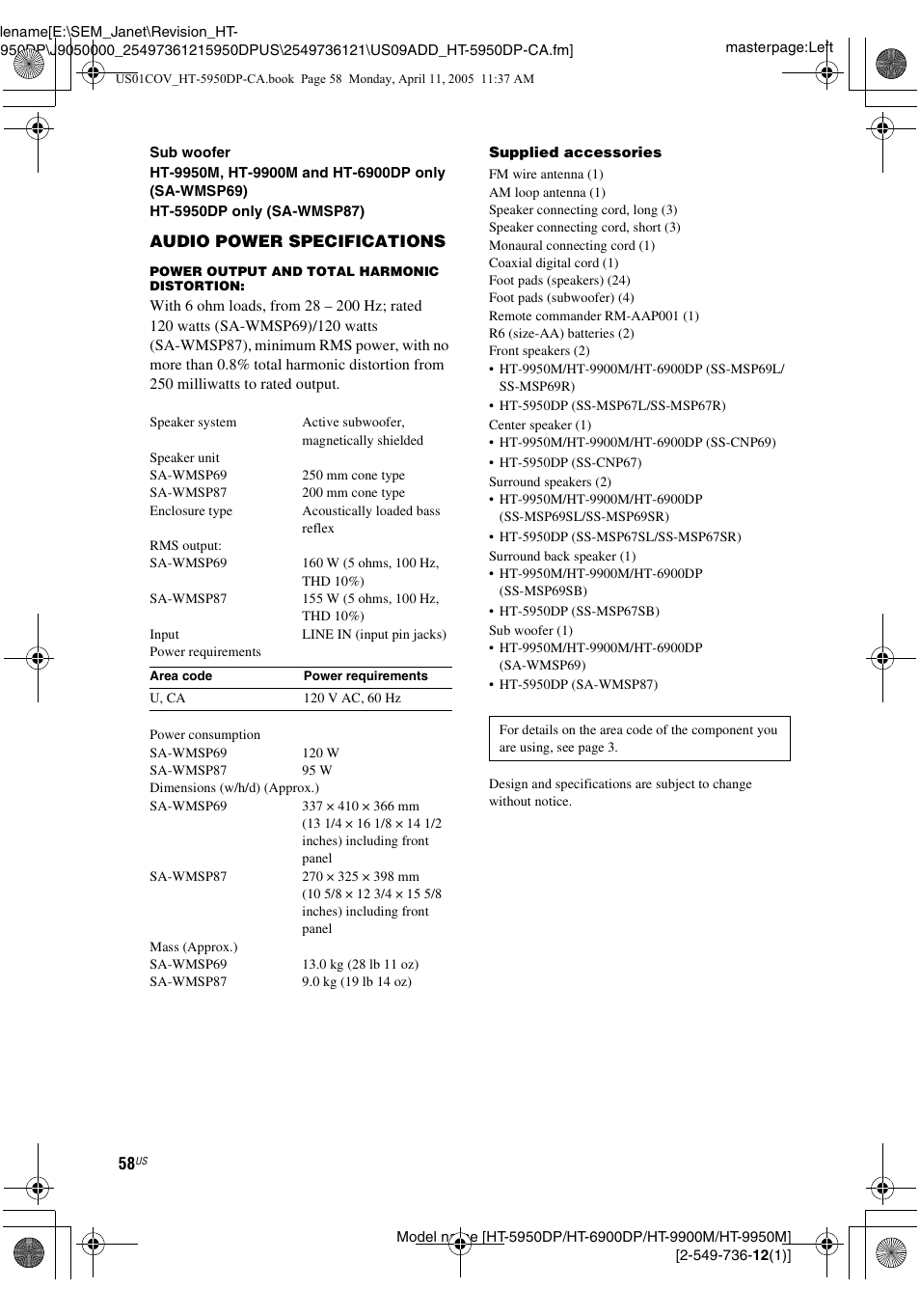 Sony HT-9900M User Manual | Page 58 / 60