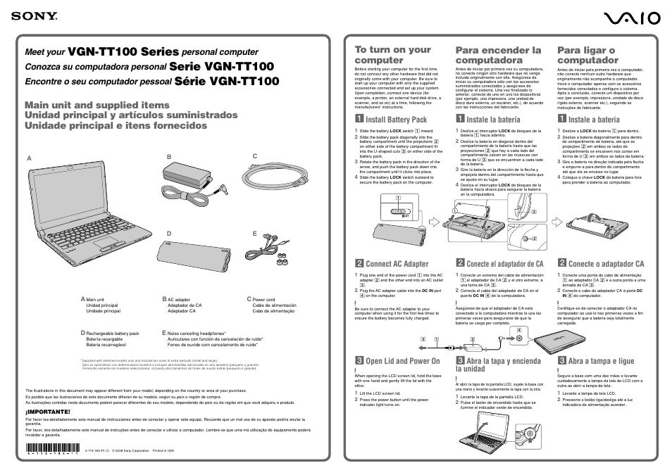 Sony VGN-TT150N User Manual | 2 pages