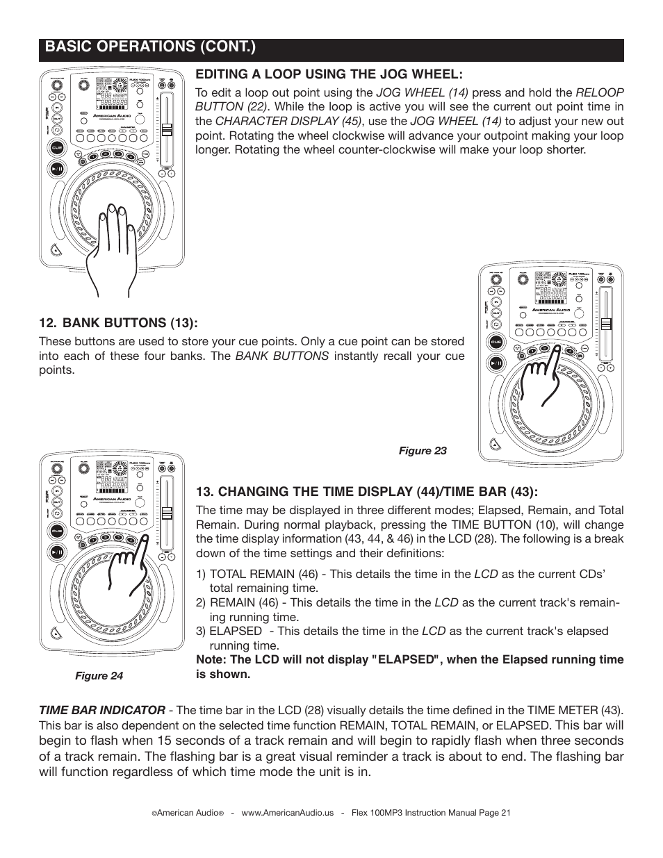 Basic operations (cont.) | American Audio 100MP3 User Manual | Page 21 / 30