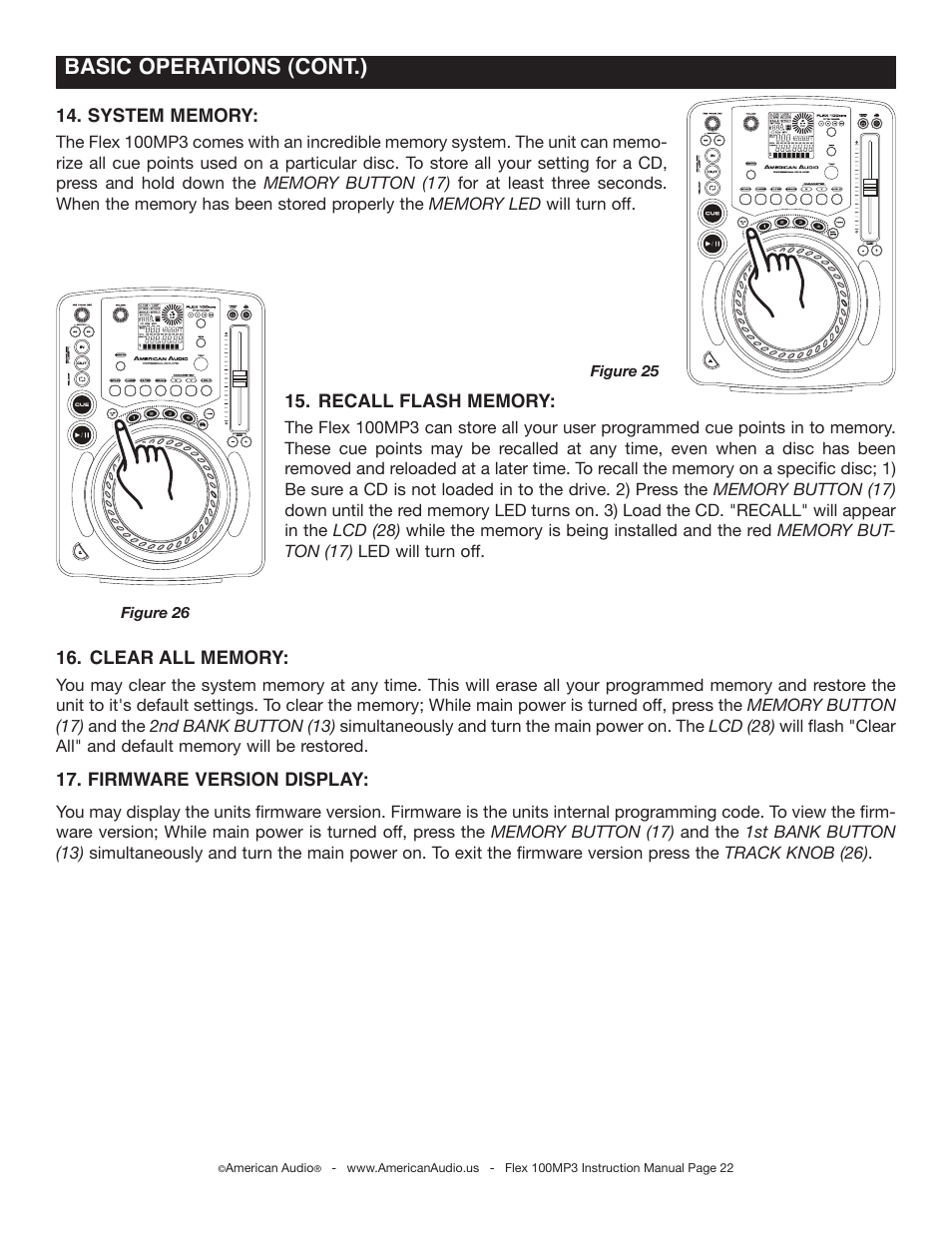 Basic operations (cont.) | American Audio 100MP3 User Manual | Page 22 / 30