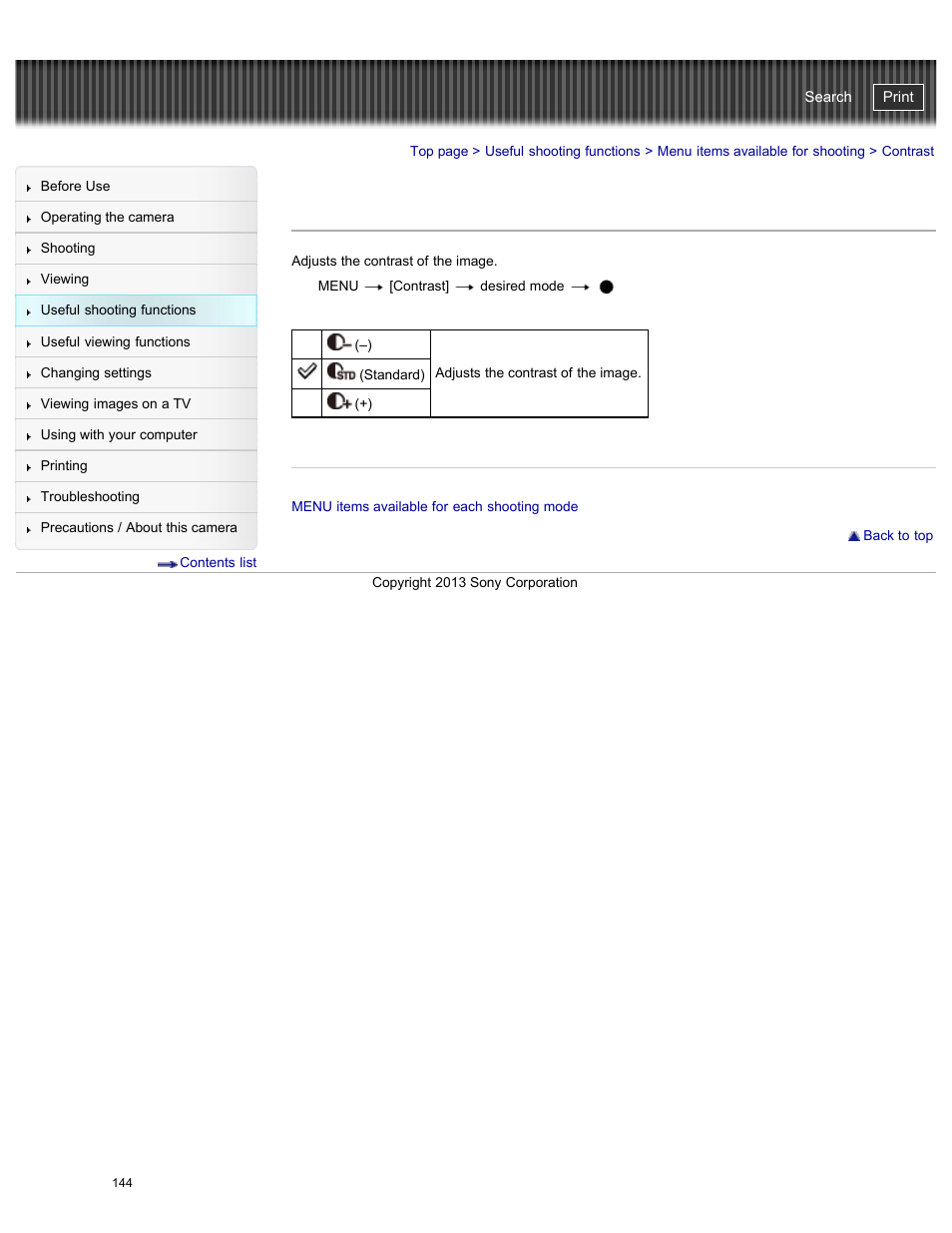 Contrast, Cyber-shot user guide | Sony DSC-HX50V User Manual | Page 151 / 289
