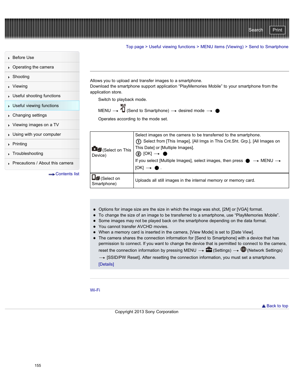 Send to smartphone, Details, Cyber-shot user guide | Sony DSC-HX50V User Manual | Page 162 / 289