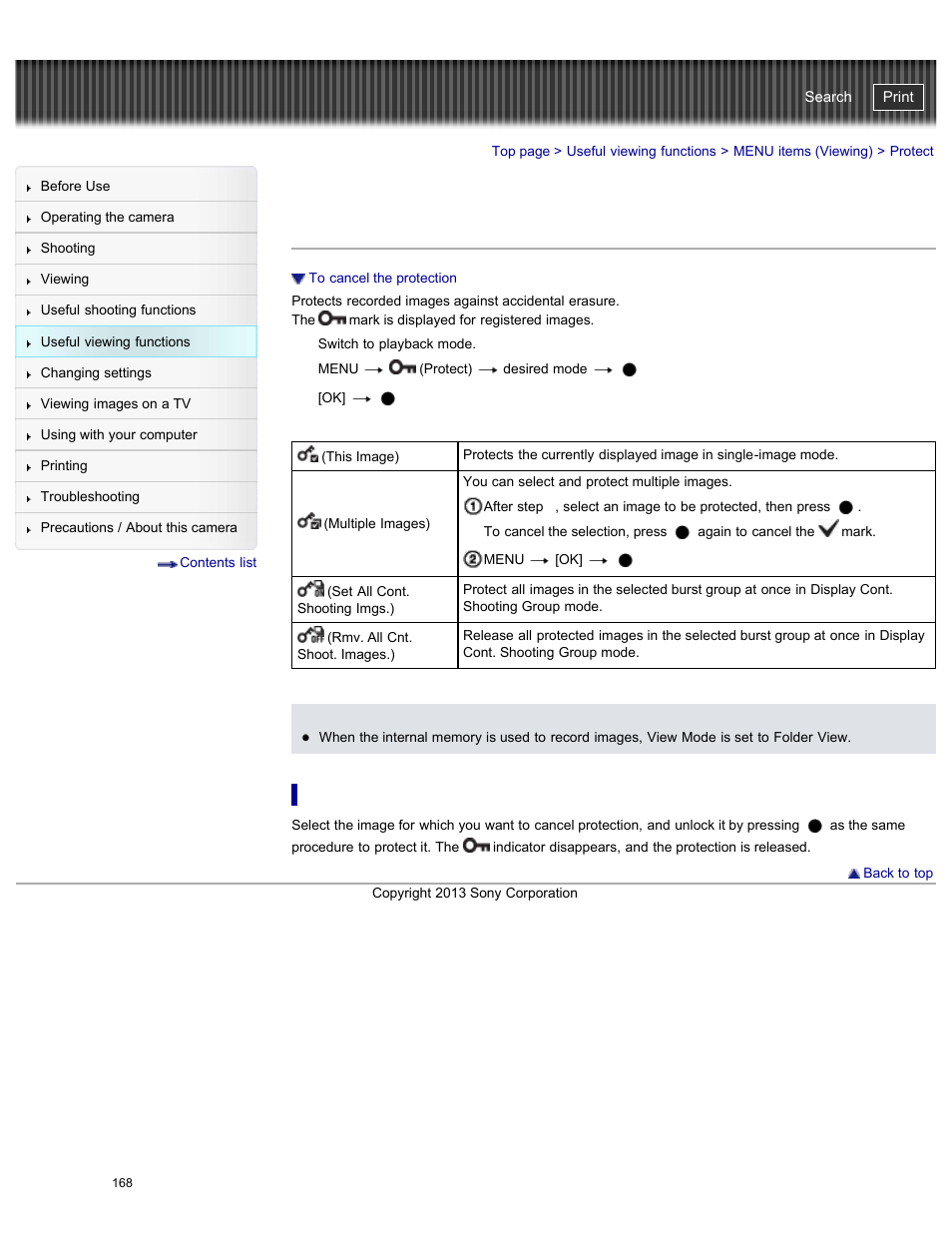 Protect, Cyber-shot user guide | Sony DSC-HX50V User Manual | Page 175 / 289