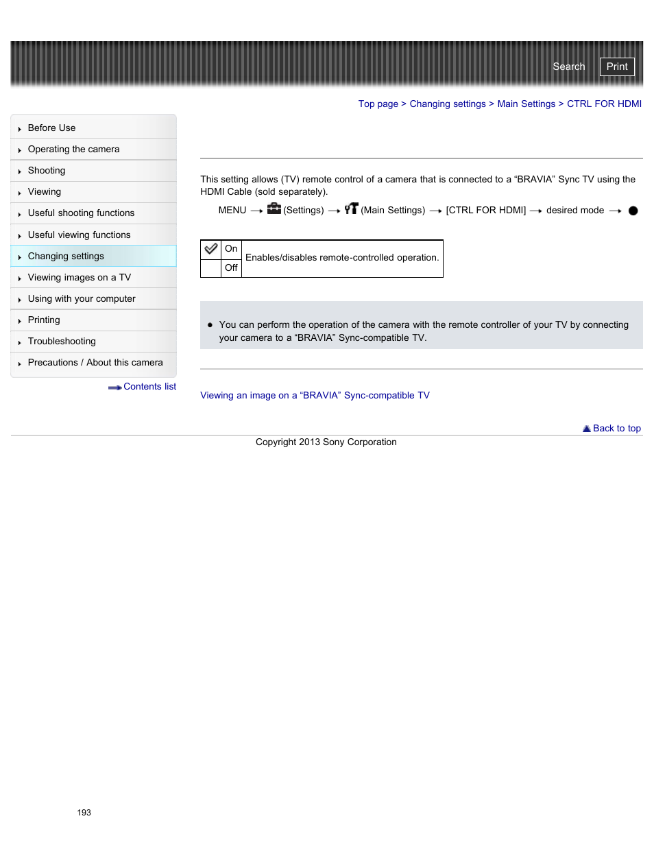 Ctrl for hdmi, Cyber-shot user guide | Sony DSC-HX50V User Manual | Page 200 / 289