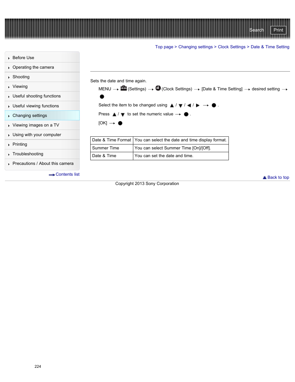 Date & time setting, Cyber-shot user guide | Sony DSC-HX50V User Manual | Page 231 / 289