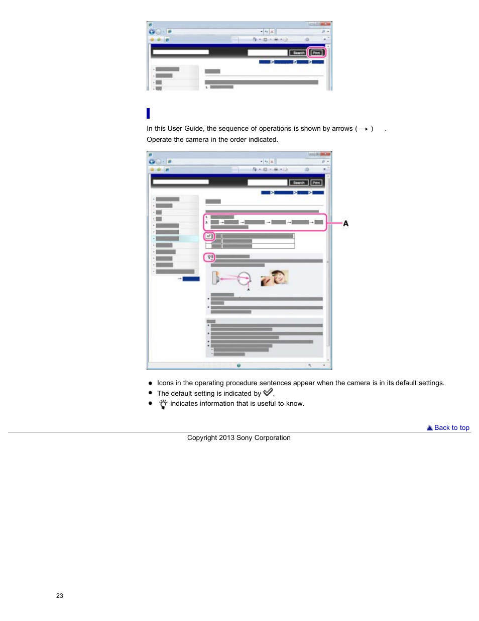 Marks and notations used in this user guide | Sony DSC-HX50V User Manual | Page 30 / 289