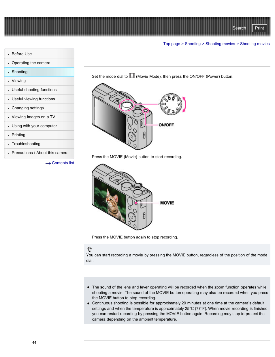 Shooting movies, Cyber-shot user guide | Sony DSC-HX50V User Manual | Page 51 / 289