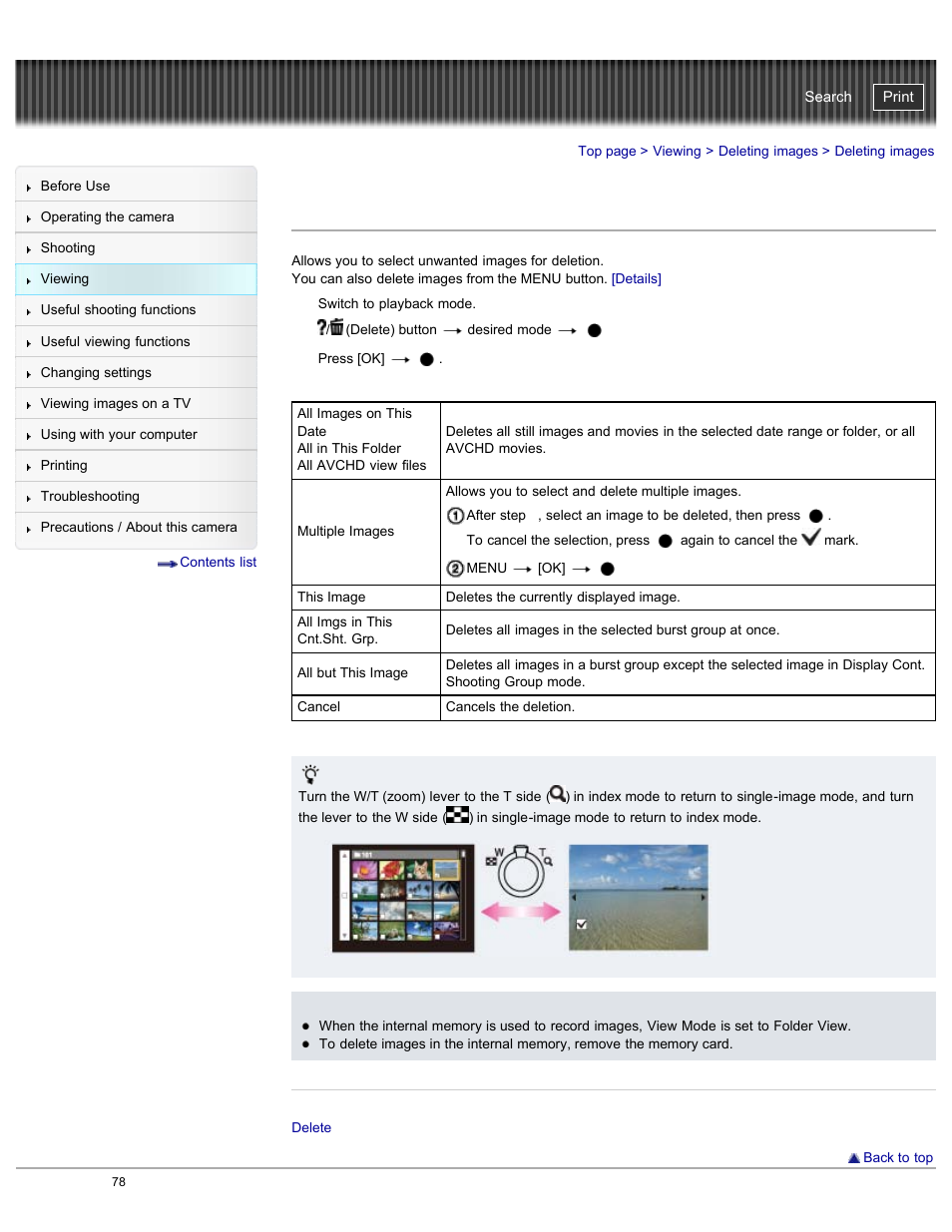 Deleting images, Cyber-shot user guide | Sony DSC-HX50V User Manual | Page 85 / 289