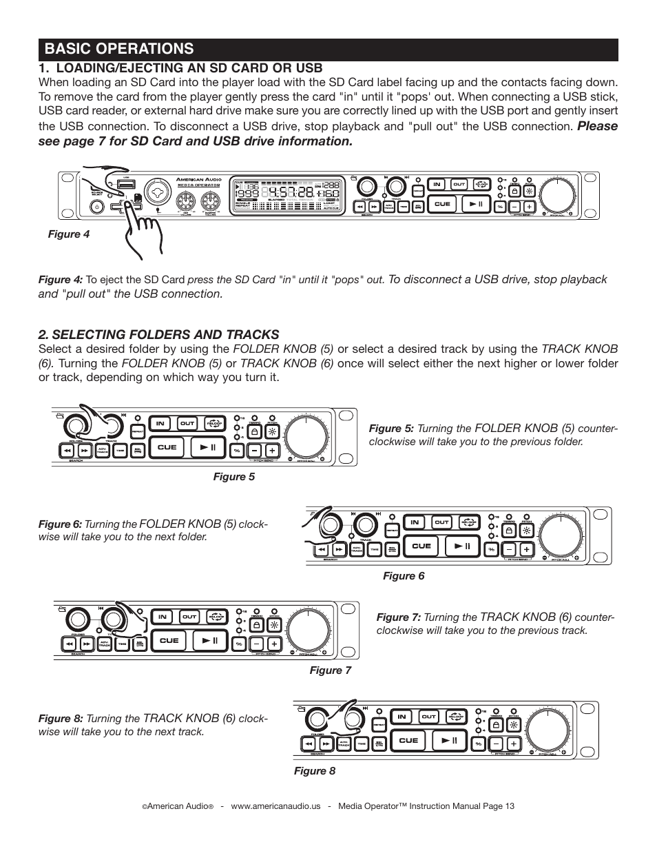 Basic operations | American Audio Media Operator User Manual | Page 13 / 26