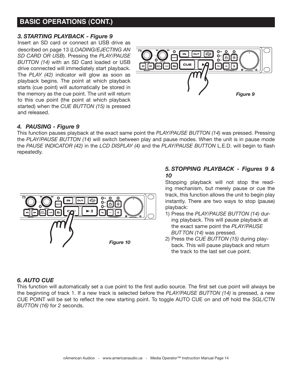 Basic operations (cont.) | American Audio Media Operator User Manual | Page 14 / 26