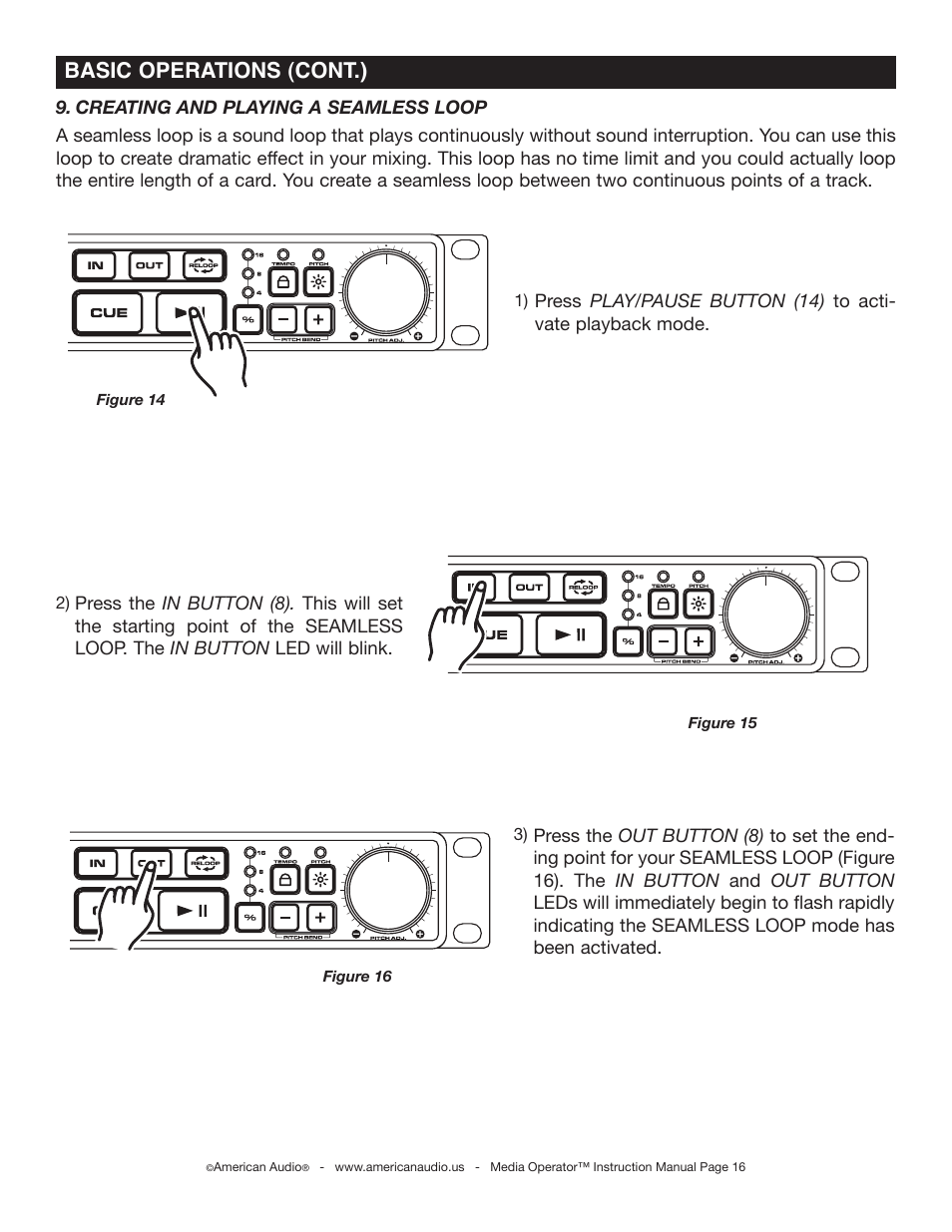 Basic operations (cont.) | American Audio Media Operator User Manual | Page 16 / 26