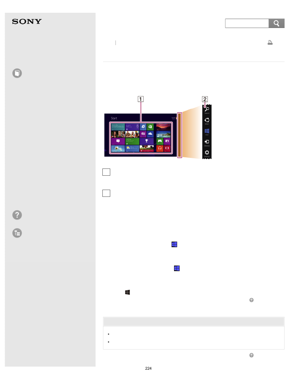 About the start screen and menu, User guide, How to use | Troubleshooting list of topics, Vaio duo 13 | Sony SVD13213CYB User Manual | Page 224 / 484