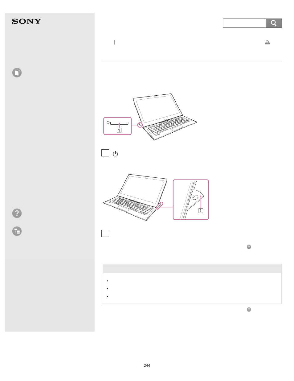 Parts and controls on the sides, User guide, How to use | Troubleshooting list of topics, Vaio duo 13 | Sony SVD13213CYB User Manual | Page 244 / 484
