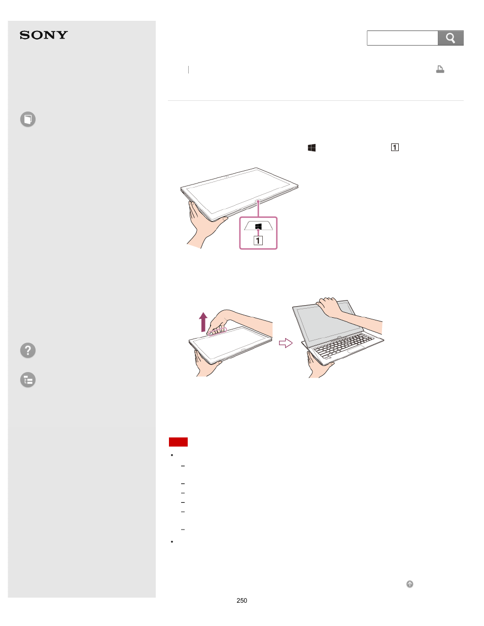 Raising the lcd screen, User guide, How to use | Troubleshooting list of topics, Vaio duo 13 | Sony SVD13213CYB User Manual | Page 250 / 484