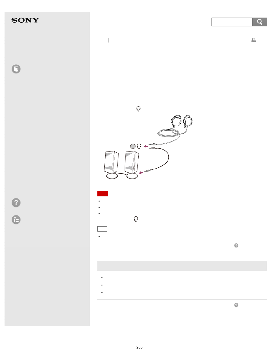 Connecting external speakers/headphones/headset, Connecting external, Speakers/headphones/headset | User guide, How to use, Troubleshooting list of topics, Vaio duo 13 | Sony SVD13213CYB User Manual | Page 285 / 484