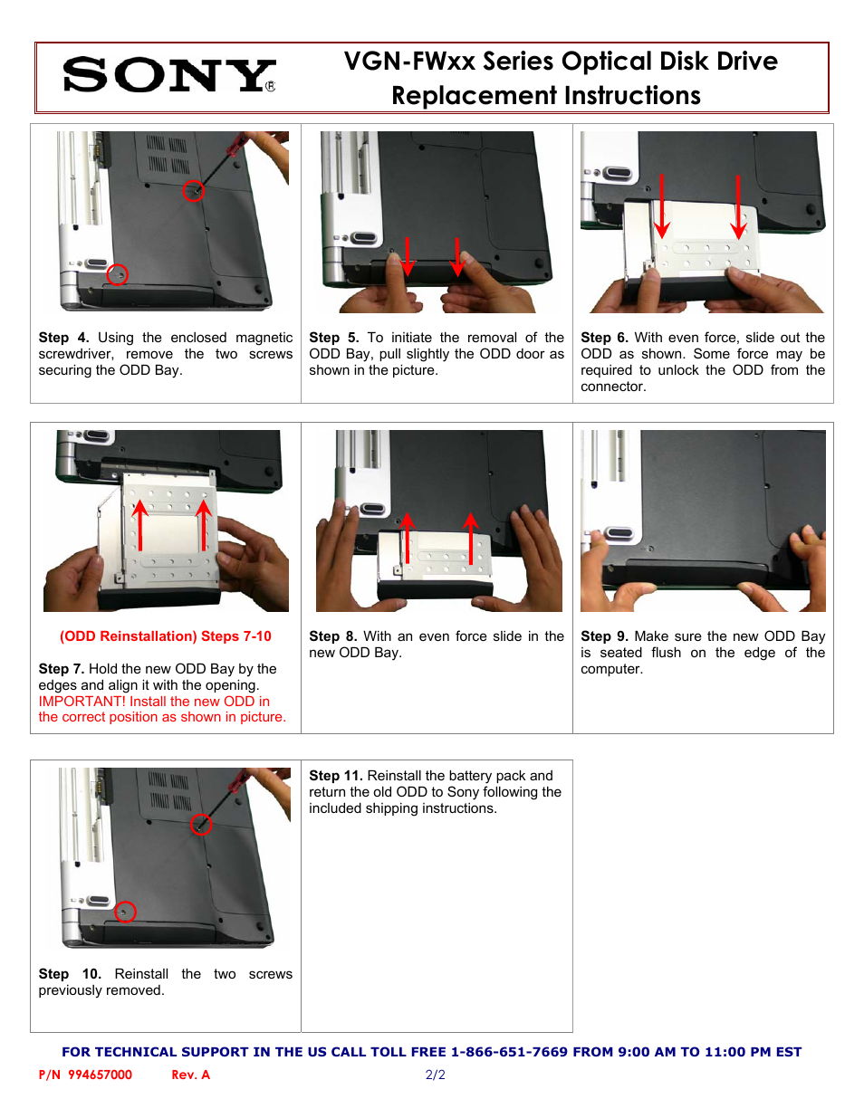 Sony VGN-FWxx Series Optical Disk Drive User Manual | Page 2 / 2