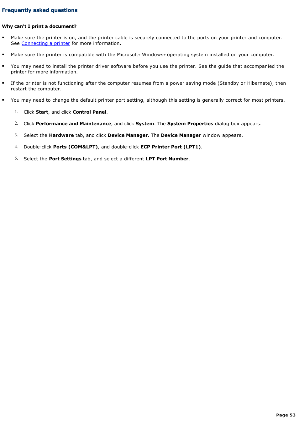 Frequently asked questions | Sony PCG-FRV25 User Manual | Page 53 / 124