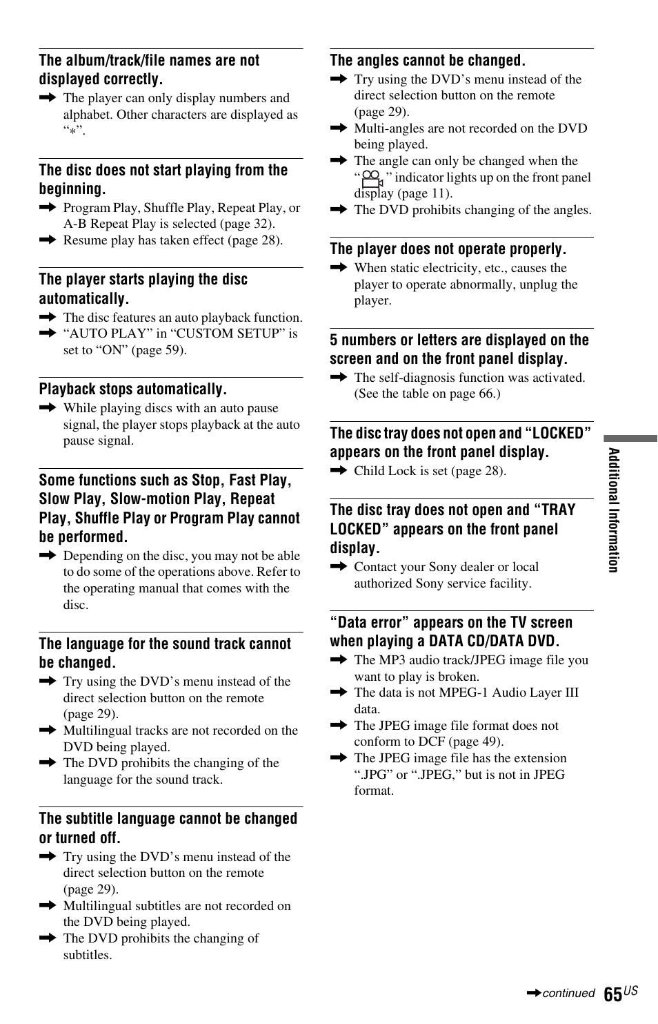 Sony DVP-NS77H User Manual | Page 65 / 88