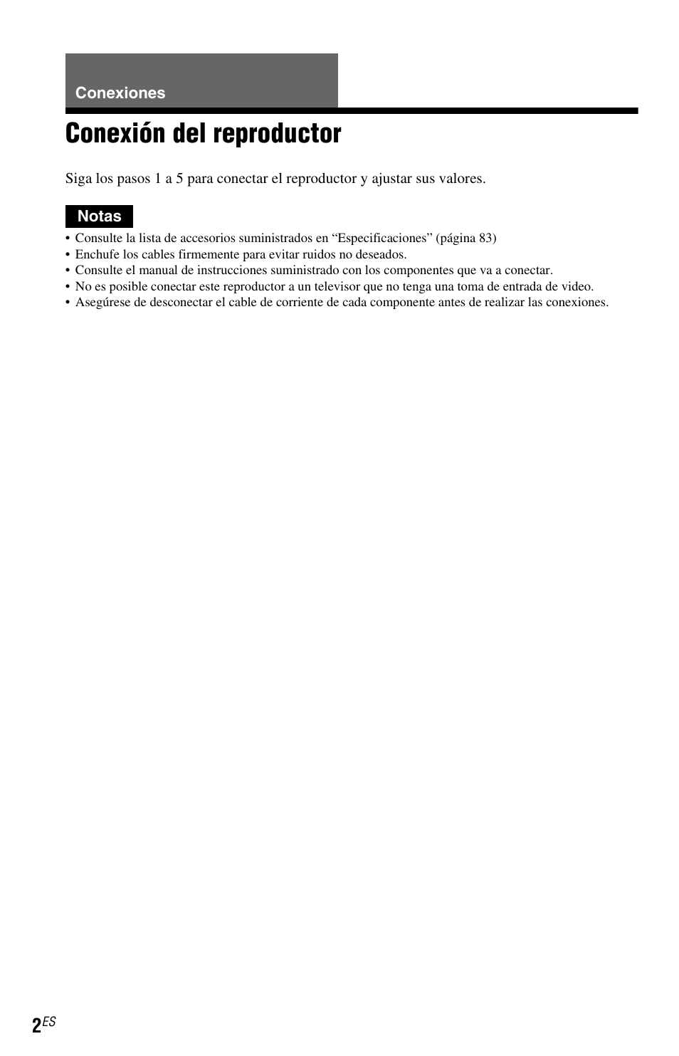Conexión del reproductor | Sony DVP-NS77H User Manual | Page 72 / 88