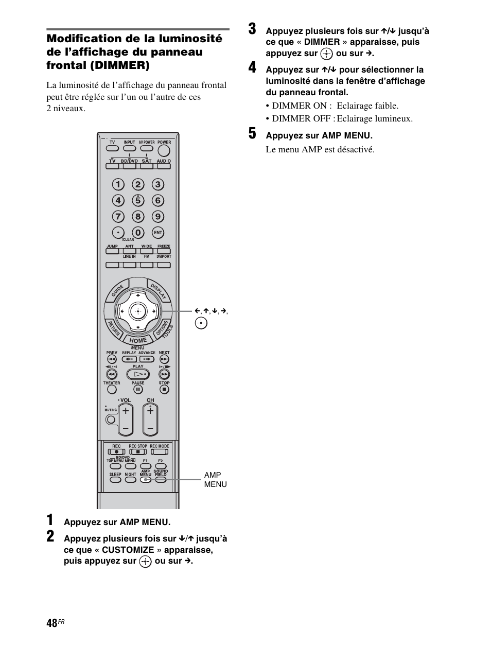 Le menu amp est désactivé | Sony RHT-S10 User Manual | Page 100 / 164