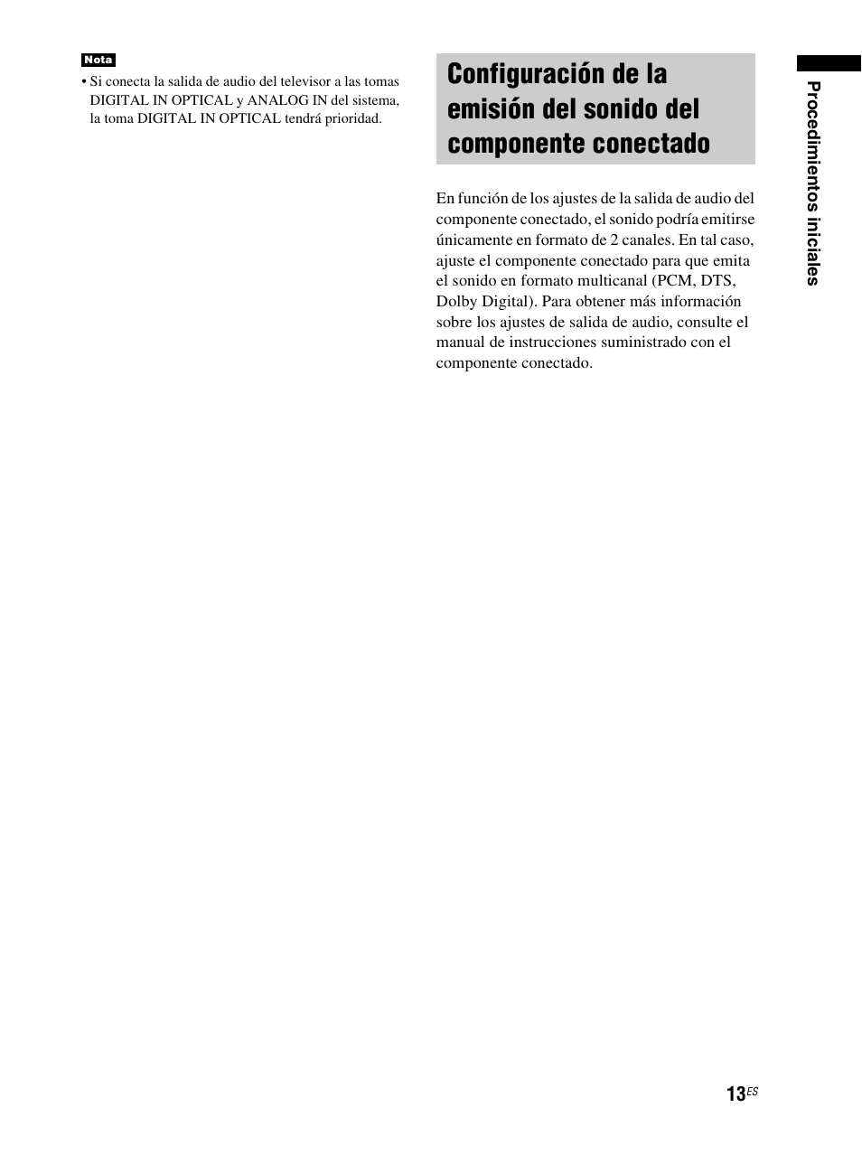 Configuración de la emisión del sonido del, Componente conectado | Sony RHT-S10 User Manual | Page 121 / 164