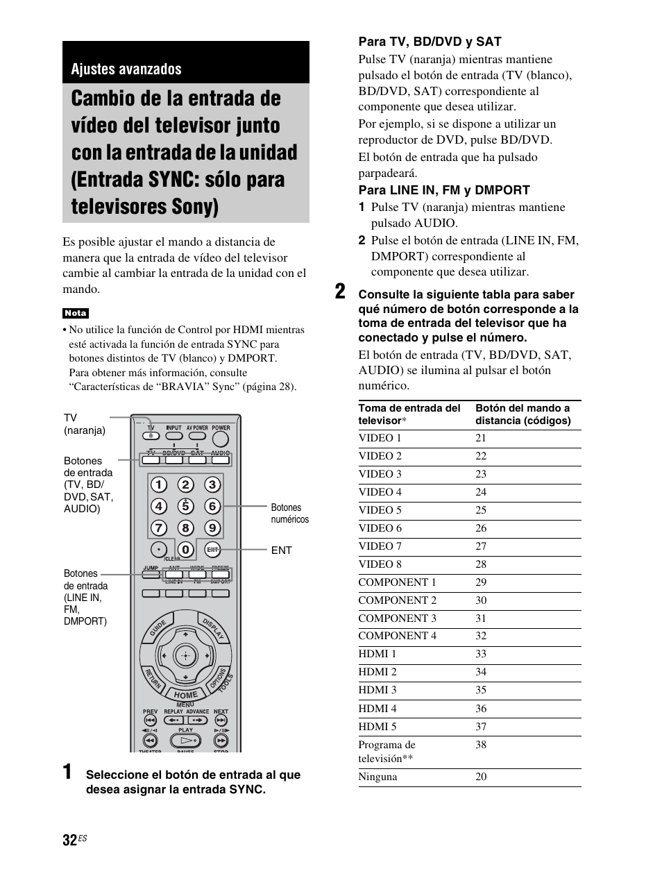 Ajustes avanzados, Cambio de la entrada de vídeo del televisor | Sony RHT-S10 User Manual | Page 140 / 164