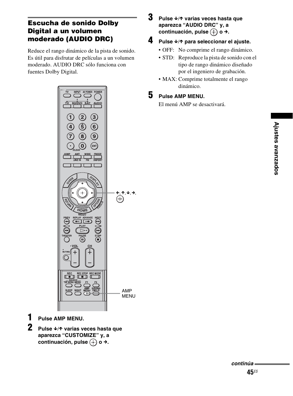 El menú amp se desactivará | Sony RHT-S10 User Manual | Page 153 / 164
