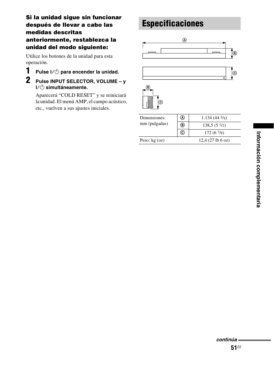 Especificaciones | Sony RHT-S10 User Manual | Page 159 / 164