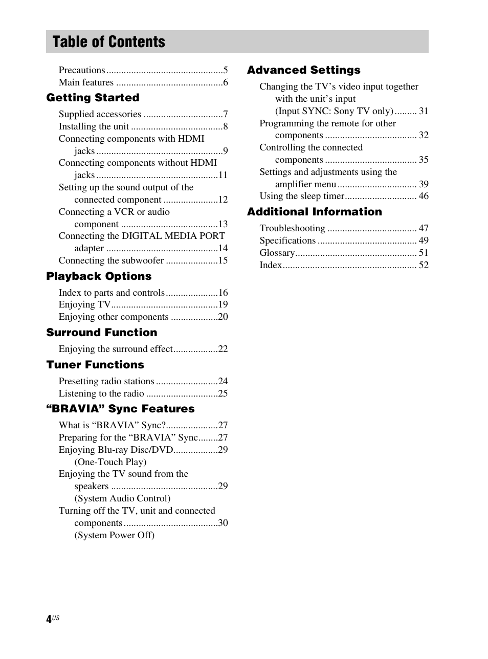 Sony RHT-S10 User Manual | Page 4 / 164