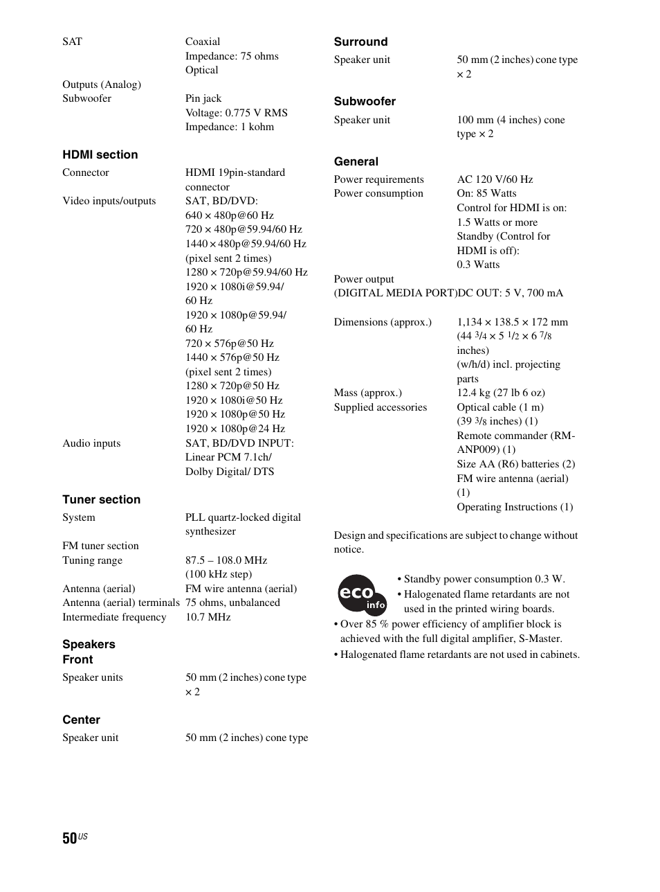 Sony RHT-S10 User Manual | Page 50 / 164