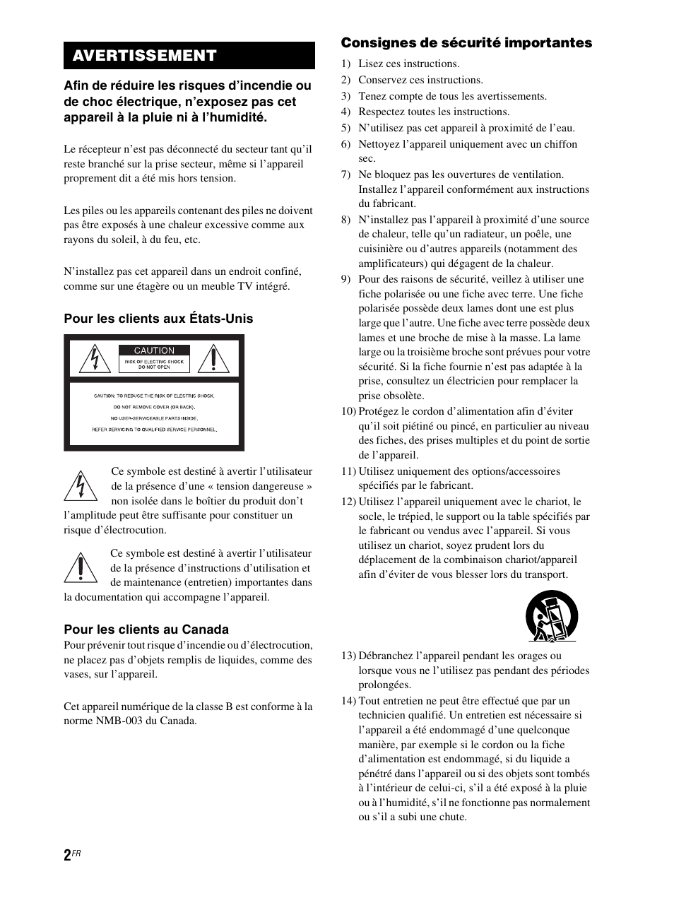 Avertissement | Sony RHT-S10 User Manual | Page 54 / 164