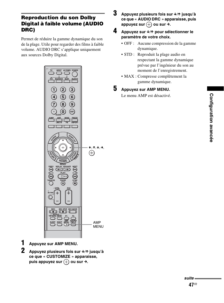 Le menu amp est désactivé | Sony RHT-S10 User Manual | Page 99 / 164