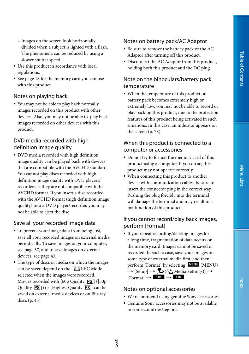 Save all your recorded image data | Sony DEV-5 User Manual | Page 3 / 98