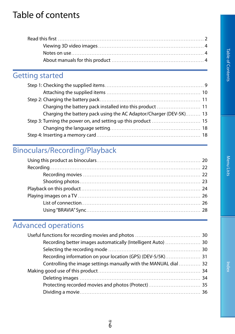 Sony DEV-5 User Manual | Page 6 / 98