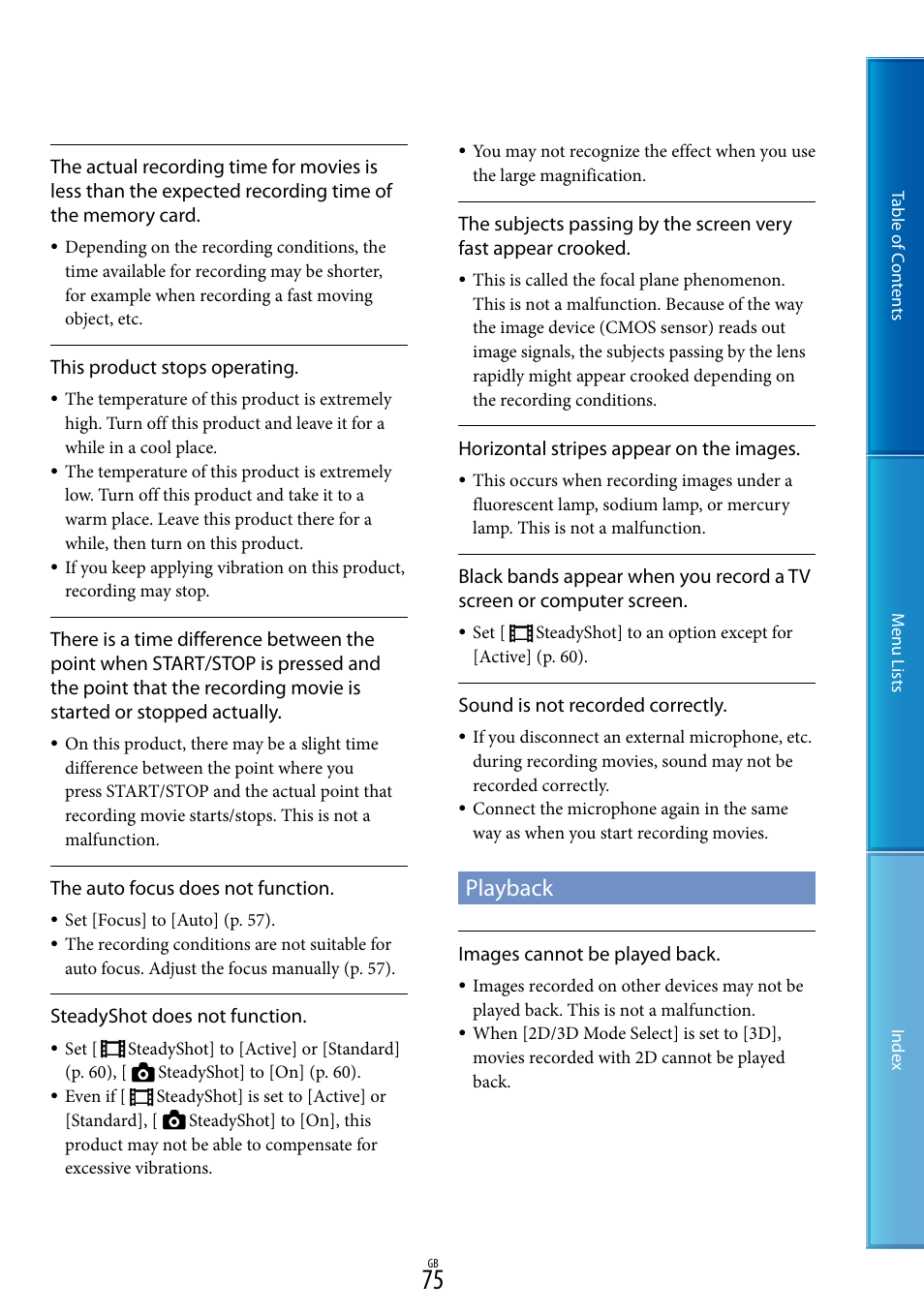 Playback | Sony DEV-5 User Manual | Page 75 / 98
