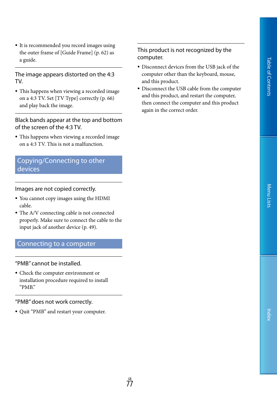 Copying/connecting to other devices, Connecting to a computer | Sony DEV-5 User Manual | Page 77 / 98