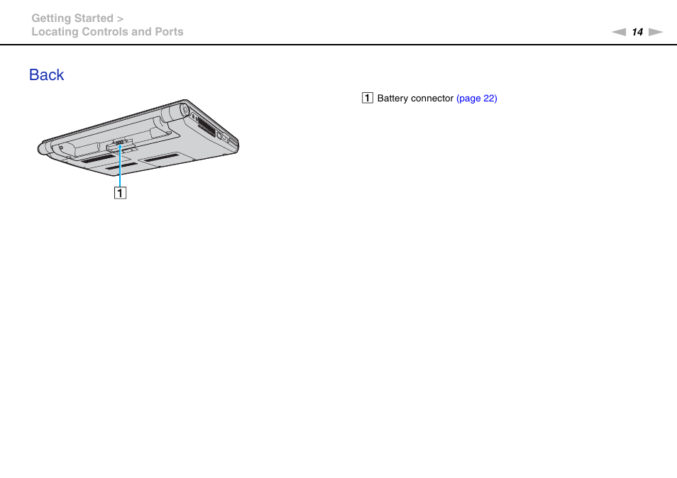 Back | Sony VGNSR590F User Manual | Page 14 / 187