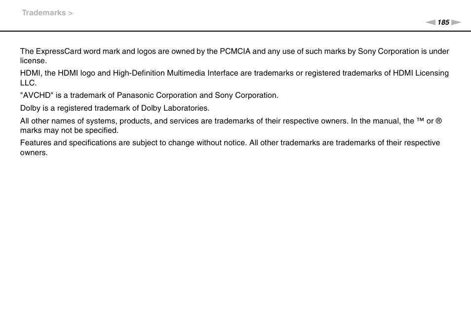 Sony VGNSR590F User Manual | Page 185 / 187