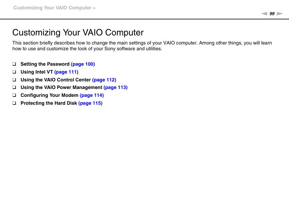 Customizing your vaio computer | Sony VGNSR590F User Manual | Page 99 / 187